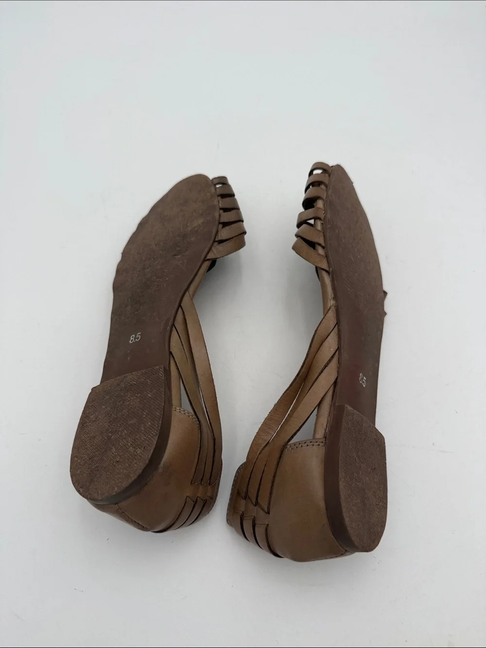 Crevo Brown Woven Leather Women's Flats 8.5 casual office vacation retro Y2K